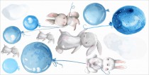 Naklejki dla dzieci na ścianę króliki balony niebieskie 41070 Naklejkomania - zdjecie 2 - miniatura