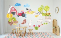 Naklejka na ścianę dla dzieci -  farma  traktor zwierzęta 10371 Naklejkomania - zdjecie 1 - miniatura