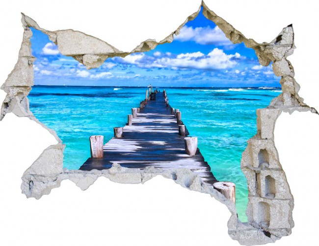 Naklejka na ścianę, dziura 3D morze plaża pomost 3594 - zdjęcie 2