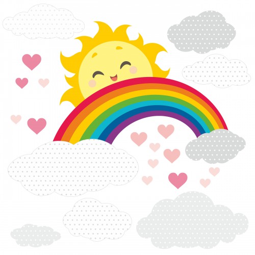 Naklejka ścienna dla dzieci -  słońce, tęcza, niebo 9605 - zdjęcie 2