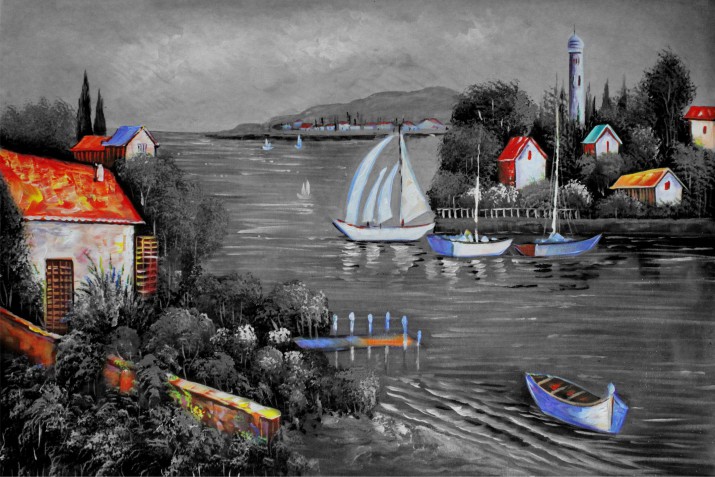 Fototapeta na ścianę malowane miasto żaglówka 40409 - zdjęcie 2