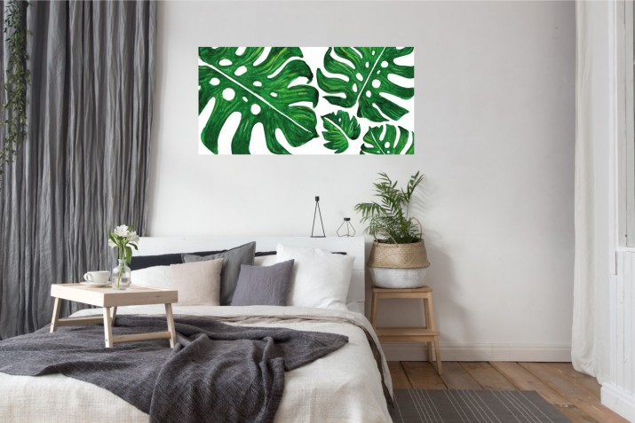 Obraz na ramie płótno canvas- Liście monstera monster kwiaty 10416 - zdjęcie 2