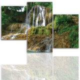 Tryptyk do salonu - Pejzaż, las, wodospad, jezioro 12117 Naklejkomania - zdjecie 1 - miniatura