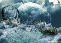 Frozen scene fairytale bridge with a moon statue. Naklejkomania - zdjecie 1 - miniatura