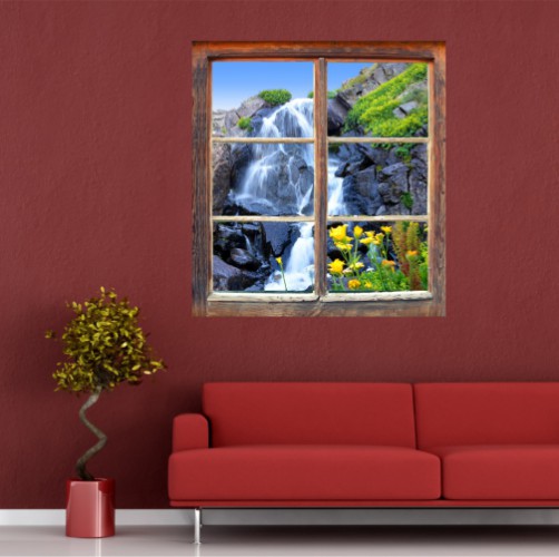 Naklejka na ścianę, dziura 3D okno widok wodospad 3177 Naklejkomania - zdjecie 1