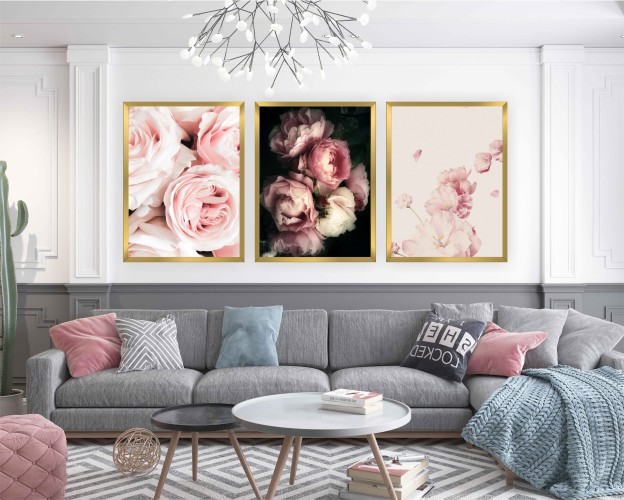 Komplet trzech plakatów w ramie piwonie  KP080 - zdjęcie 4