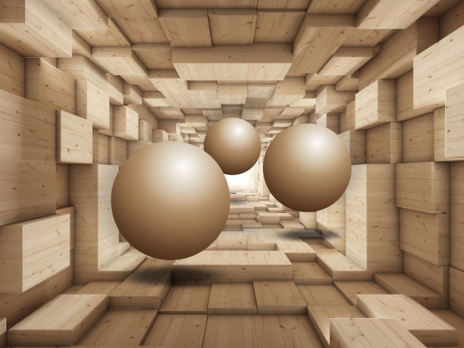 Fototapeta na ścianę tapeta na fizelinie do salonu sypialni biura tunel, kule 3d 10609 - zdjęcie 2
