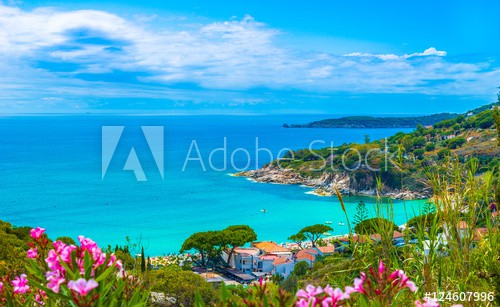 Panoramic view over cavoli beach and coast in Elba island, Tuscany, Italy. - zdjęcie 1