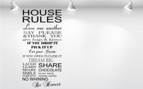 663 Nowoczesne naklejka na ścianę napisy House rules Love one another Naklejkomania - zdjecie 1 - miniatura