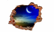 Naklejka na ścianę, dziura 3D  cegły noc morze księżyc 3130 Naklejkomania - zdjecie 2 - miniatura
