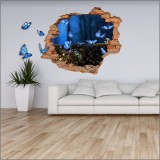 Naklejka na ścianę, dziura 3D  cegły kwiaty motyle 3166 Naklejkomania - zdjecie 1 - miniatura