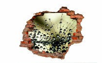 Naklejka na ścianę, dziura 3D  cegły dmuchawiec kwiat rosa 3018 Naklejkomania - zdjecie 2 - miniatura