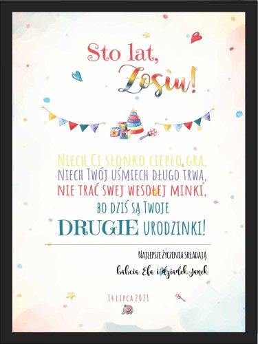 Plakat w ramie na urodzinowy dla dziecka 20503 - zdjęcie 2