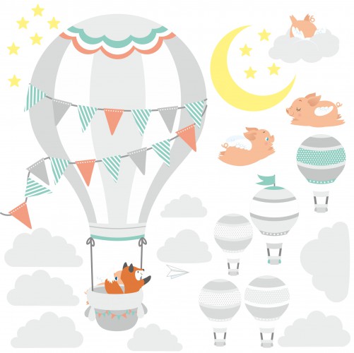 Naklejka ścienna dla dzieci -  balony, niebo 9739 - zdjęcie 3