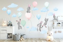 Naklejki ścienne dla dzieci 40216 króliki z balonami Naklejkomania - zdjecie 1 - miniatura