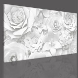 Obraz na ramie płótno canvas- kwiaty, biel, szarość, 15079 Naklejkomania - zdjecie 3 - miniatura
