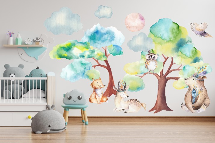 Naklejki dla dzieci dziecka na ścianę zaczarowane drzewo 41475 Naklejkomania - zdjecie 1