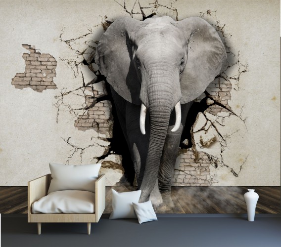 Fototapety na ścianę 3d 184786614 słoń w salonie