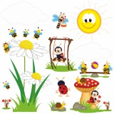 Naklejka ścienna dla dzieci -  pszczółki, polana zestaw 9529 Naklejkomania - zdjecie 2 - miniatura