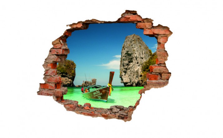 Naklejka na ścianę, dziura 3D  cegły morze plaża Tajlandia zatoka 3096 - zdjęcie 2