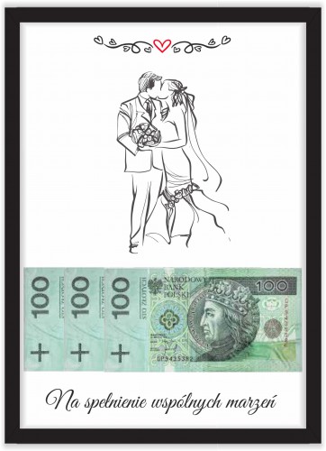 Plakat w ramie na pieniądze, para, wesele, ślub PP017 - zdjęcie 4