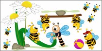 Naklejka ścienna dla dzieci -  pszczółki, polana zestaw 84 Naklejkomania - zdjecie 2 - miniatura