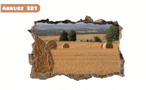 Naklejka na ścianę, dziura 3D pole  balot  321 - zdjęcie 2