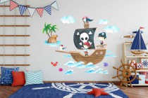 Naklejki na ścianę dla dzieci - 10365  Morze, wyspa, piraci, statek Naklejkomania - zdjecie 1 - miniatura