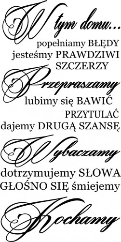 706 Napisy na ścianę W tym domu Przepraszamy Wybaczamy Kochamy - zdjęcie 2