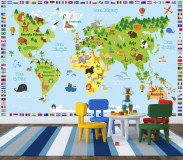 Fototapeta na ścianę tapeta na fizelinie dla dzieci młodzieży Mapa świata kolorowa 1010692 Naklejkomania - zdjecie 1 - miniatura