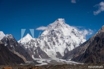 K2 mountain peak, second highest mountain peak in the world, K2 base camp trekking route in Karakoram mountains range, Pakistan, Asia Naklejkomania - zdjecie 1 - miniatura