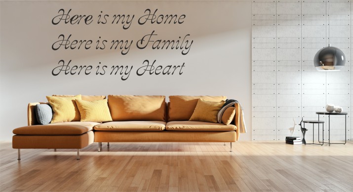 728 Naklejki napisy na ścianę po angielsku Here is my home family and heart Naklejkomania - zdjecie 1