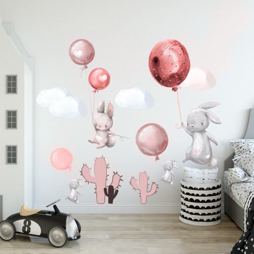 Naklejki na ścianę dla dzieci - balony, chmurki 9834 Naklejkomania - zdjecie 1