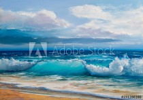 Oil  painting of the sea on canvas. Naklejkomania - zdjecie 1 - miniatura