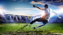 Soccer player at stadium. Mixed media Naklejkomania - zdjecie 1 - miniatura