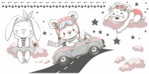 Naklejki dla dzieci - bajka, droga samochód, chmurki, gwiazdki 9824 Naklejkomania - zdjecie 2 - miniatura