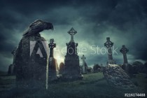 Spooky old graveyard and a bird Naklejkomania - zdjecie 1 - miniatura