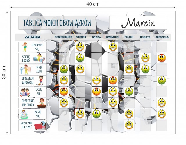 Tablica motywacyjna magnetyczna tablica z obowiązkami piłka 4529 - zdjęcie 5
