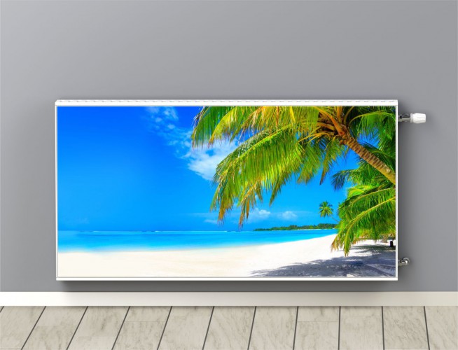 Maskownica mata magnetyczna na grzejnik kaloryfer 216514680 plaża z palmami