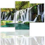 Tryptyk do salonu - Pejzaż, las, wodospad, jezioro 12035 Naklejkomania - zdjecie 1 - miniatura