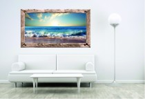 Naklejka na ścianę, dziura 3D okno widok morze fale plaża 401 Naklejkomania - zdjecie 1 - miniatura
