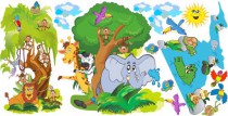 Naklejka ścienna dla dzieci -  dżungla, zwierzęta zestaw 16 Naklejkomania - zdjecie 2 - miniatura