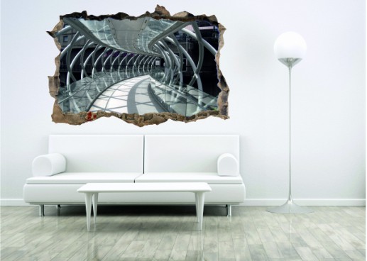 Naklejka na ścianę, dziura 3D futurystyczny most 339 Naklejkomania - zdjecie 1