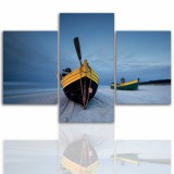 Tryptyk do salonu - Pejzaż, morze, łódź 12180 Naklejkomania - zdjecie 1 - miniatura