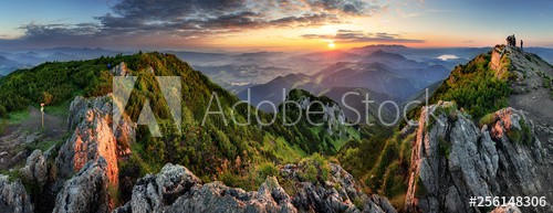 Mountain valley during sunrise. Natural summer landscape in Slovakia