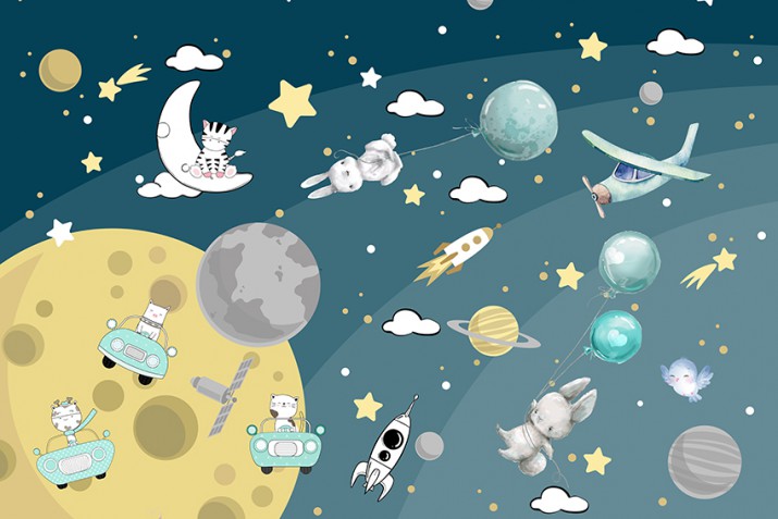 Fototapety dla dzieci na ścianę 41332 kosmos planety - zdjęcie 2