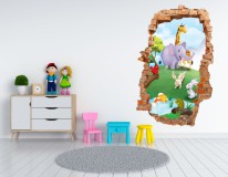 Naklejka na ścianę , dziura 3D safari 3655 Naklejkomania - zdjecie 1 - miniatura