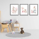 Zestaw trzech plakatów plakaty na ścianę w ramie rodzina słodkich króliczków KD027 Naklejkomania - zdjecie 6 - miniatura