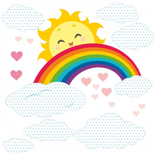 Naklejka ścienna dla dzieci -  słońce, tęcza, niebo 9603 - zdjęcie 2