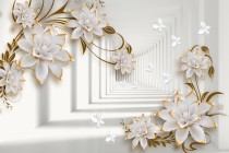 Tapeta Flizelinowa na ścianę tunel 3d z kwiatami 290743784 Naklejkomania - zdjecie 2 - miniatura